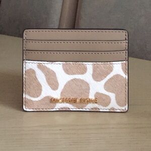 Michael Kors Camel Haircalf, Leather Card Holder